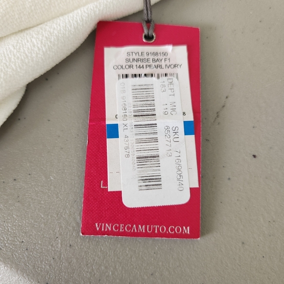 NWT Vince Camuto Ivory Blouse with Lace-Up Details, Sz XL - Picture 8 of 11